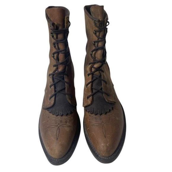 Vintage Abilene Boot Co  Women’s Brown Leather Western Lace Roper Boots - Picture 9 of 9